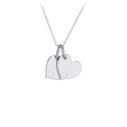 Engravable 2 Sideways Hearts Necklace with Birthstone