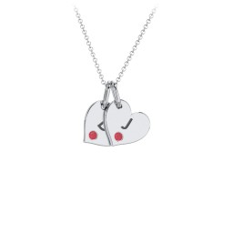 Engravable 2 Sideways Hearts Necklace with Birthstone