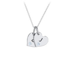 Engravable 2 Sideways Hearts Necklace with Birthstone