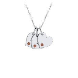 Engravable 3 Sideways Hearts Necklace with Birthstone