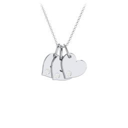 Engravable 3 Sideways Hearts Necklace with Birthstone