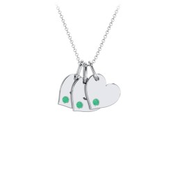 Engravable 3 Sideways Hearts Necklace with Birthstone