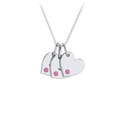 Engravable 3 Sideways Hearts Necklace with Birthstone