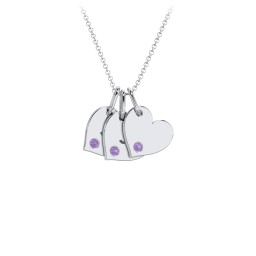 Engravable 3 Sideways Hearts Necklace with Birthstone
