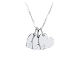 Engravable 3 Sideways Hearts Necklace with Birthstone