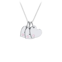 Engravable 3 Sideways Hearts Necklace with Birthstone