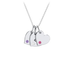 Engravable 3 Sideways Hearts Necklace with Birthstone