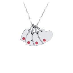 Engravable 4 Sideways Hearts Necklace with Birthstone
