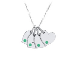 Engravable 4 Sideways Hearts Necklace with Birthstone