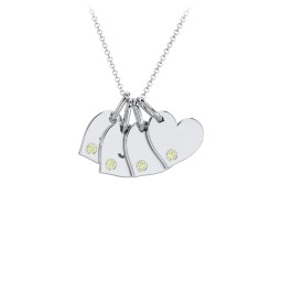 Engravable 4 Sideways Hearts Necklace with Birthstone