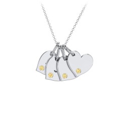 Engravable 4 Sideways Hearts Necklace with Birthstone