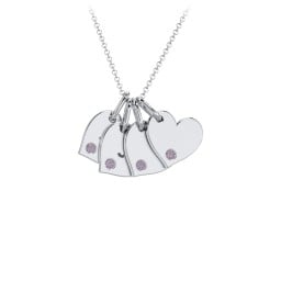 Engravable 4 Sideways Hearts Necklace with Birthstone