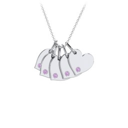 Engravable 5 Sideways Hearts Necklace with Birthstone