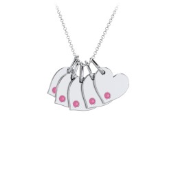 Engravable 5 Sideways Hearts Necklace with Birthstone