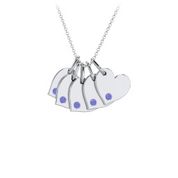 Engravable 5 Sideways Hearts Necklace with Birthstone