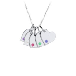 Engravable 5 Sideways Hearts Necklace with Birthstone