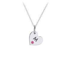 Engravable Sideways Heart Necklace with Birthstone