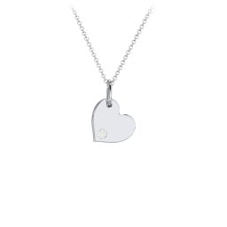 Engravable Sideways Heart Necklace with Birthstone