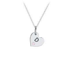 Engravable Sideways Heart Necklace with Birthstone