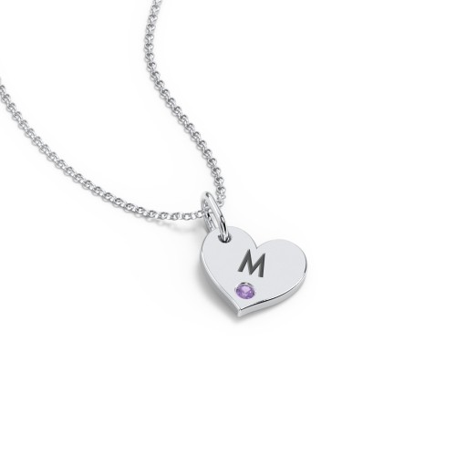 Engravable Sideways Heart Necklace with Birthstone