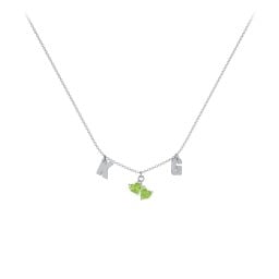 Initials Necklace with Double Heart Gemstones
