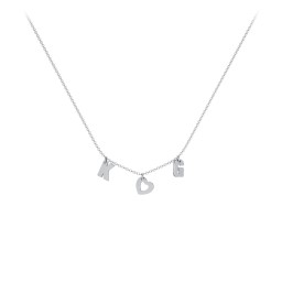 Modern Heart Initial Necklace in 925 Sterling Silver