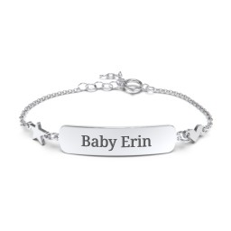 Engravable Baby Bracelet with Heart and Star Charms in 925 Sterling Silver