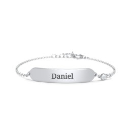 Kids and Baby Engravable Bracelet with Birthstone in 925 Sterling Silver with Opal