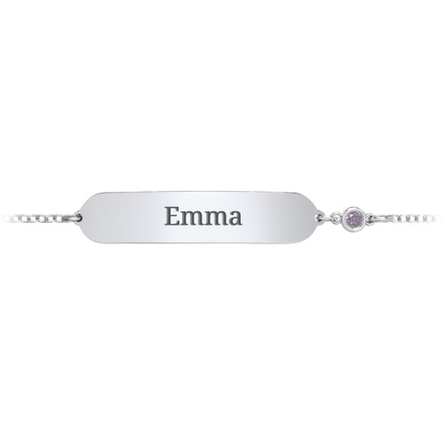 Kids and Baby Engravable Bracelet with Birthstone – Sterling Silver with Alexandrite