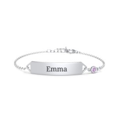 Kids and Baby Engravable Bracelet with Birthstone – 9kt Rose Gold with Amethyst
