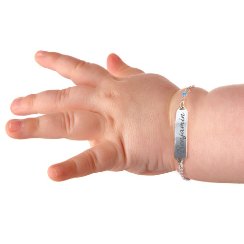 Kids and Baby Engravable Bracelet with Birthstone – 9kt Rose Gold with Amethyst