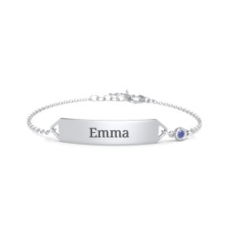 Kids and Baby Engravable Bracelet with Birthstone in 925 Sterling Silver with Blue Sapphire