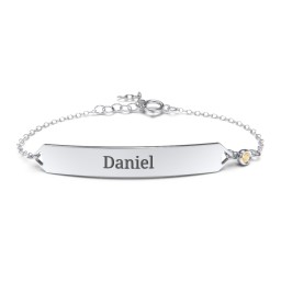 Engravable Classic Bracelet with Birthstone in 925 Sterling Silver with Citrine