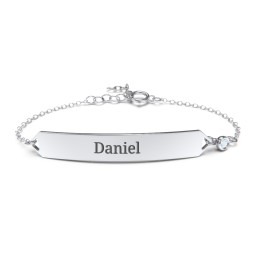 Engravable Classic Bracelet with Birthstone in 925 Sterling Silver with Blue Topaz