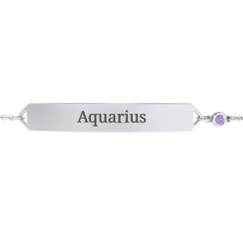 Engravable Classic Bracelet with Birthstone – Sterling Silver with Amethyst