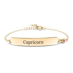 Engravable Classic Bracelet with Birthstone in 9K Solid Yellow Gold with Garnet