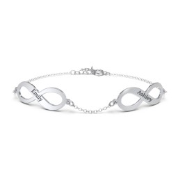 Engravable 2 Infinity Bracelet in 925 Sterling Silver