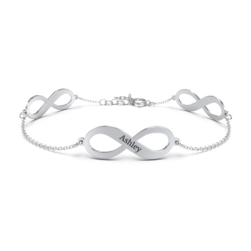 Engravable 3 Infinity Bracelet – Sterling Silver
