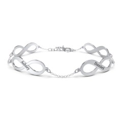 Engravable 4 Infinity Bracelet – Sterling Silver