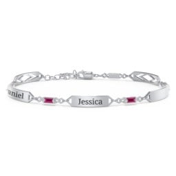 Engravable Family Bracelet with Baguette Birthstones (1-5 Stones)