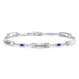 Engravable Family Bracelet with Baguette Birthstones (1-5 Stones)