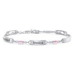 Engravable Family Bracelet with Baguette Birthstones (1-5 Stones)