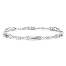 Engravable Family Bracelet with Baguette Birthstones (1-5 Stones)