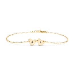 Engravable 2 Hearts Bracelet in 18K Gold Plated Silver