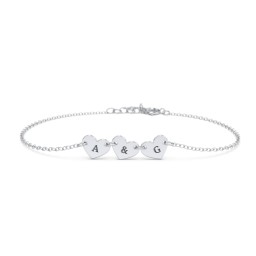 Engravable 3 Hearts Bracelet in 925 Sterling Silver