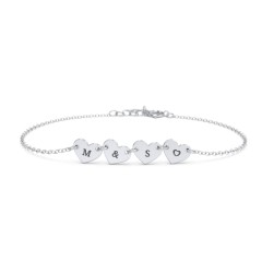 Engravable 4 Hearts Bracelet – 18K Gold Plated Silver