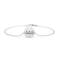 Engravable Disc Sorority Bracelet with Accent Stone