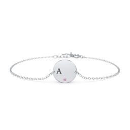 Engravable Disc Sorority Bracelet with Accent Stone