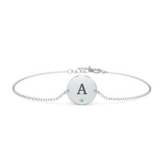 Engravable Disc Bracelet with Accent Stone