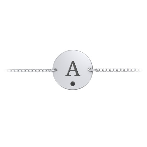 Engravable Disc Bracelet with Accent Stone